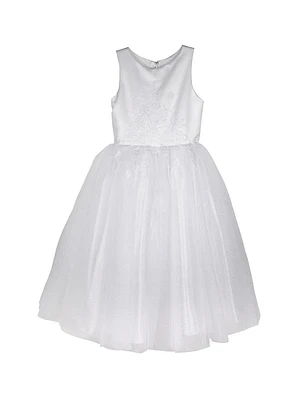 Girl's Embellished Satin & Lace Dress