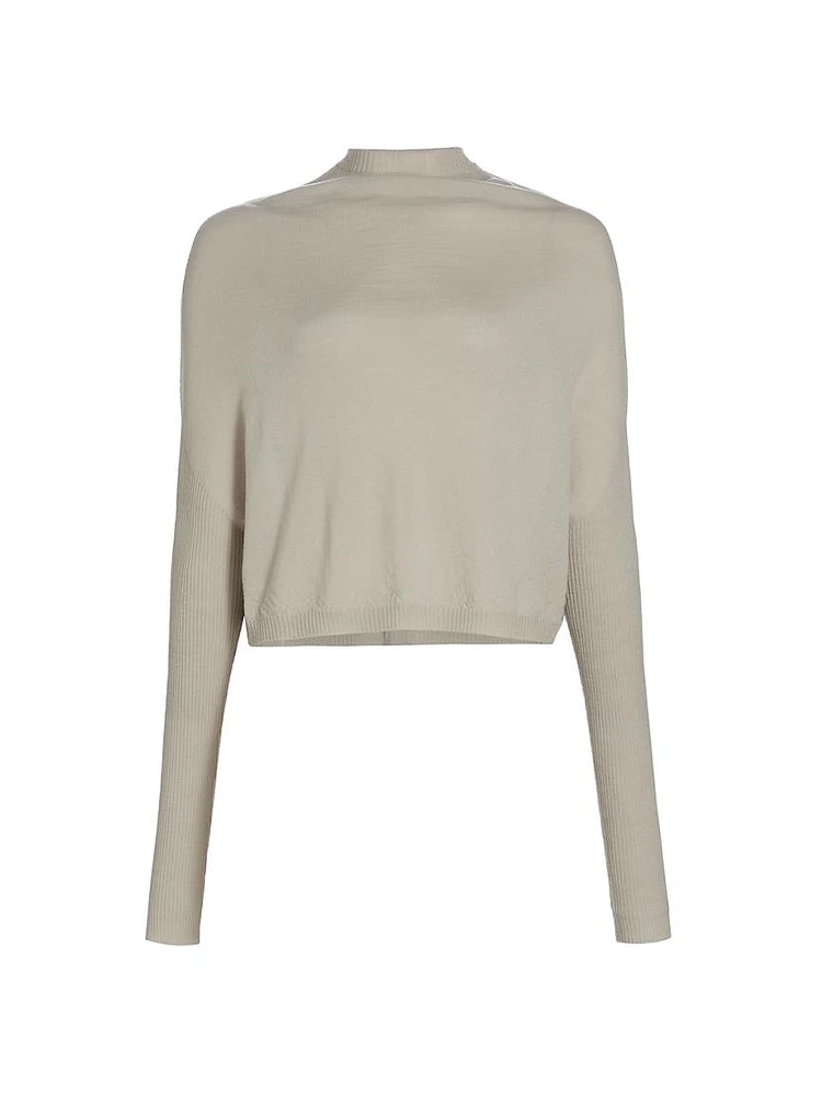 Wool Cropped Crater-Knit Sweater