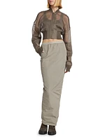 Collage Sheer Cotton Crop Bomber Jacket