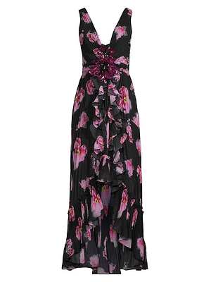 Kassiani Ruffled Floral Chiffon Dress