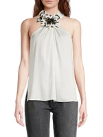 Lili Floral-Sequined Stretch Silk-Blend Sleeveless Blouse