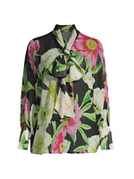 Antonia Embellished Floral Tie-Neck Blouse