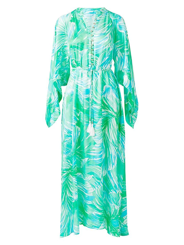 Edith Palm Print Cover-Up Maxi Dress