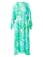 Edith Palm Print Cover-Up Maxi Dress