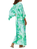 Edith Palm Print Cover-Up Maxi Dress