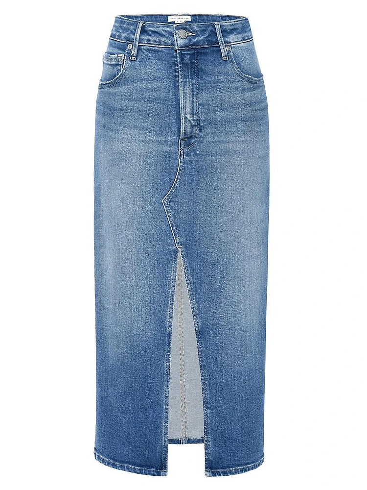 Denim Slit-Front Midi-Skirt