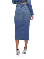 Denim Slit-Front Midi-Skirt