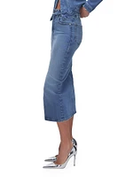 Denim Slit-Front Midi-Skirt