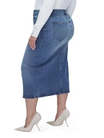 Denim Slit-Front Midi-Skirt