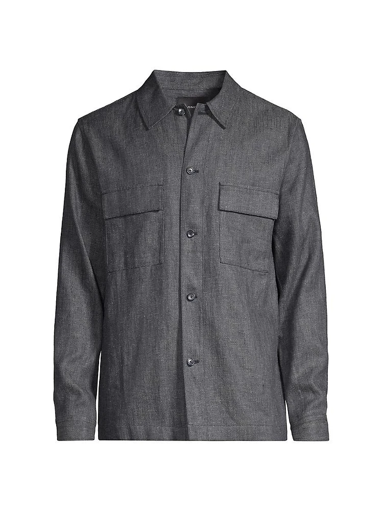 Linen-Blend Twill Shirt Jacket