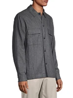 Linen-Blend Twill Shirt Jacket