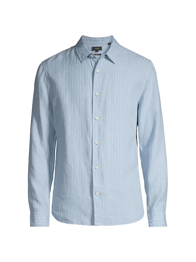 Bayside Striped Linen Button-Front Shirt