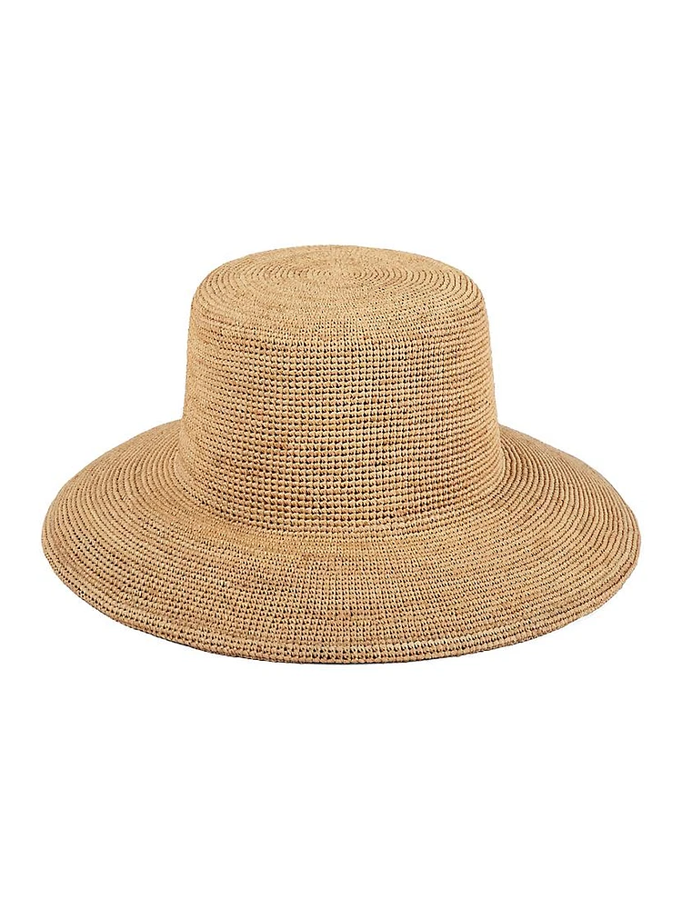 Wide-Brimmed Raffia Straw Bucket Hat