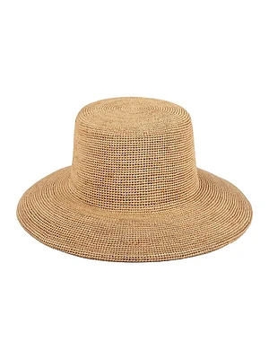 Wide-Brimmed Raffia Straw Bucket Hat