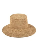 Wide-Brimmed Raffia Straw Bucket Hat