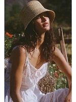 Crisscross Straw Bucket Hat