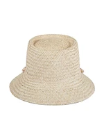 Seashell-Embellished Straw Bucket Hat