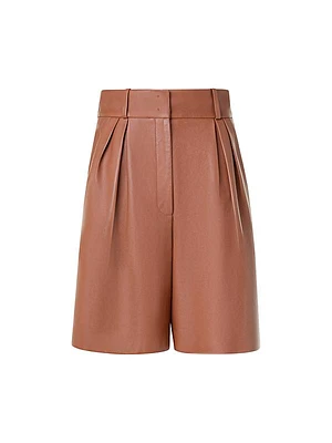 Finnick Leather Pleated Bermuda Shorts