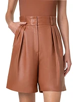 Finnick Leather Pleated Bermuda Shorts