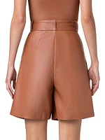 Finnick Leather Pleated Bermuda Shorts