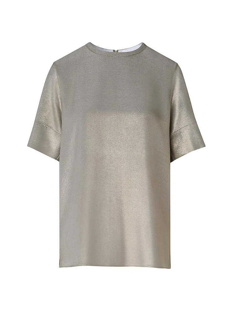 Silk-Blend Crepe Short-Sleeve T-Shirt