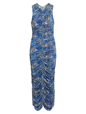 Roxie Printed Draped Midi-Dress