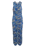 Roxie Printed Draped Midi-Dress