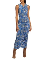 Roxie Printed Draped Midi-Dress