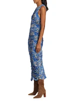 Roxie Printed Draped Midi-Dress