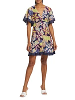 Octavia Linen-Blend Floral Minidress