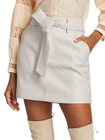 Vallie Faux-Leather Belted Miniskirt