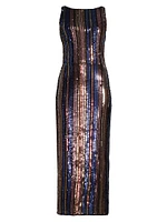 Sequined Stripe Midi-Dress