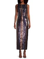 Sequined Stripe Midi-Dress