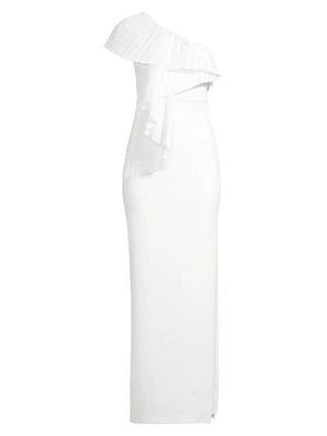 One-Shoulder Drape Tafferta Gown
