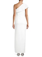 One-Shoulder Drape Tafferta Gown