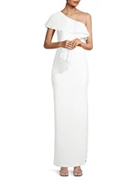 One-Shoulder Drape Tafferta Gown