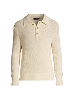 Spring Shaker Ribbed Polo Sweater