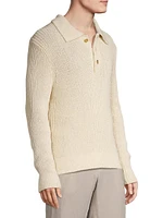 Spring Shaker Ribbed Polo Sweater