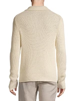 Spring Shaker Ribbed Polo Sweater