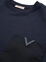 Technical Cotton Crewneck With Rubberized V Detail