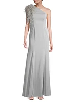 1 Shoulder Ostrich Feather Gown