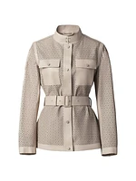 Naeva Perforated Leather Belted Jacket