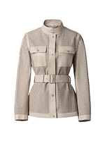 Naeva Perforated Leather Belted Jacket