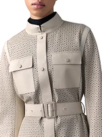 Naeva Perforated Leather Belted Jacket