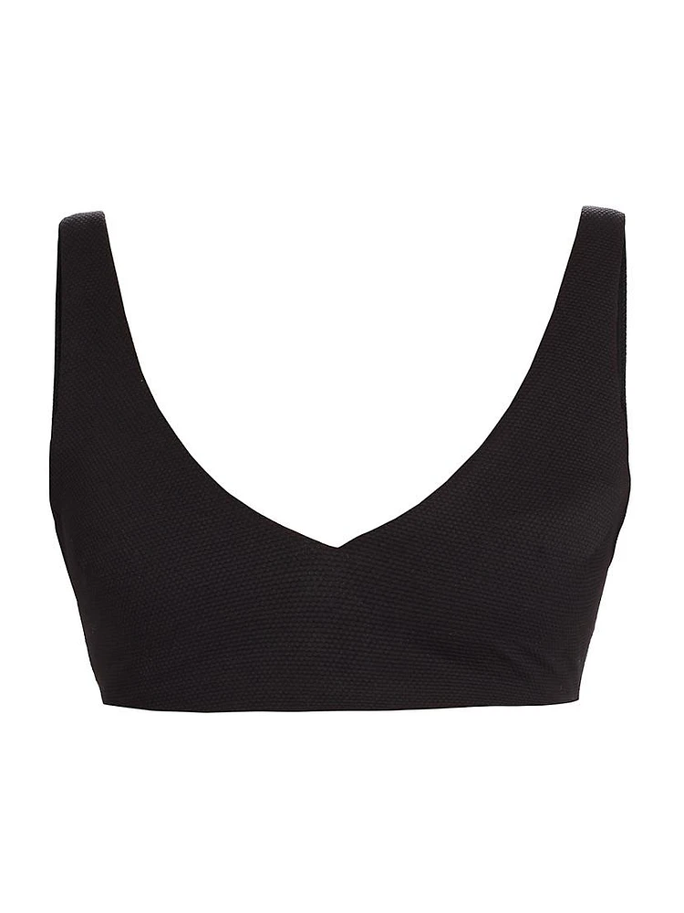 Textured Pique Plunge Bikini Top