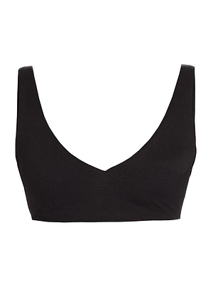 Textured Pique Plunge Bikini Top