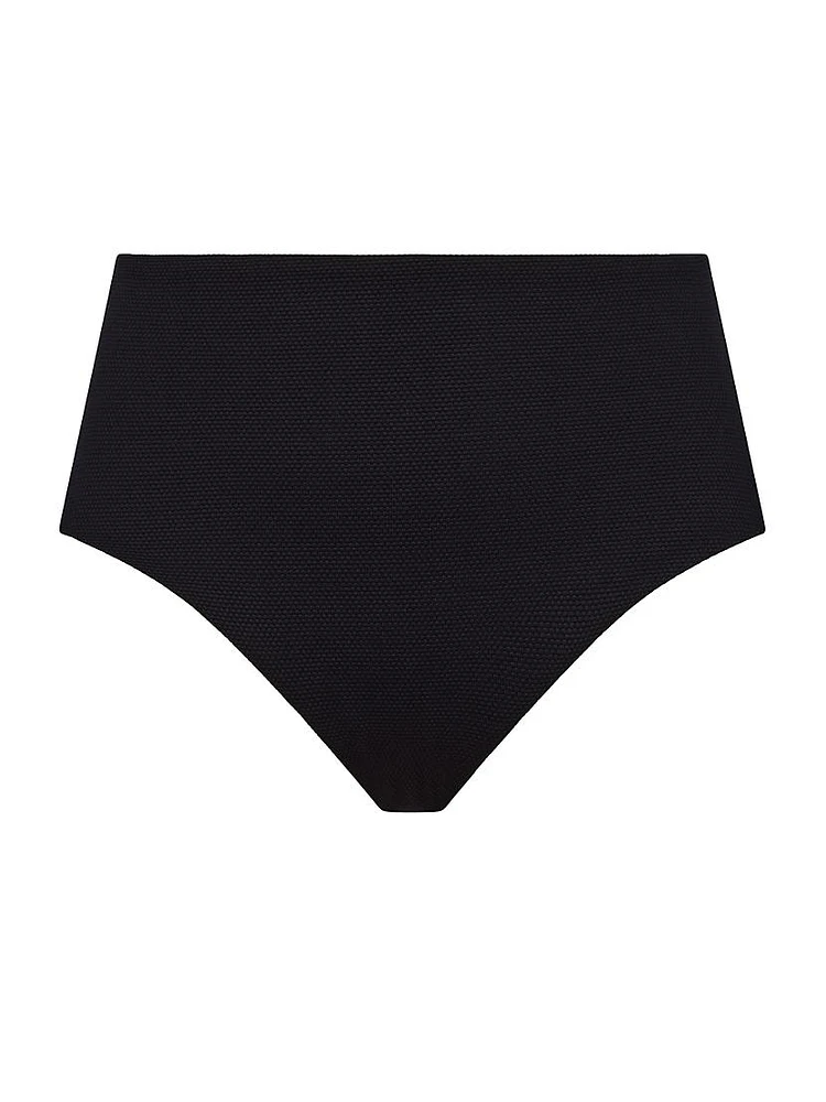 Pique High-Waist Bikini Bottoms