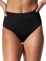 Pique High-Waist Bikini Bottoms