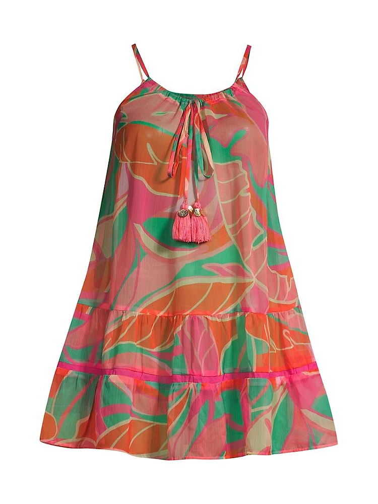 Kaliyah Palm-Print Cover-Up Mnidress