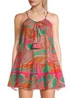 Kaliyah Palm-Print Cover-Up Mnidress